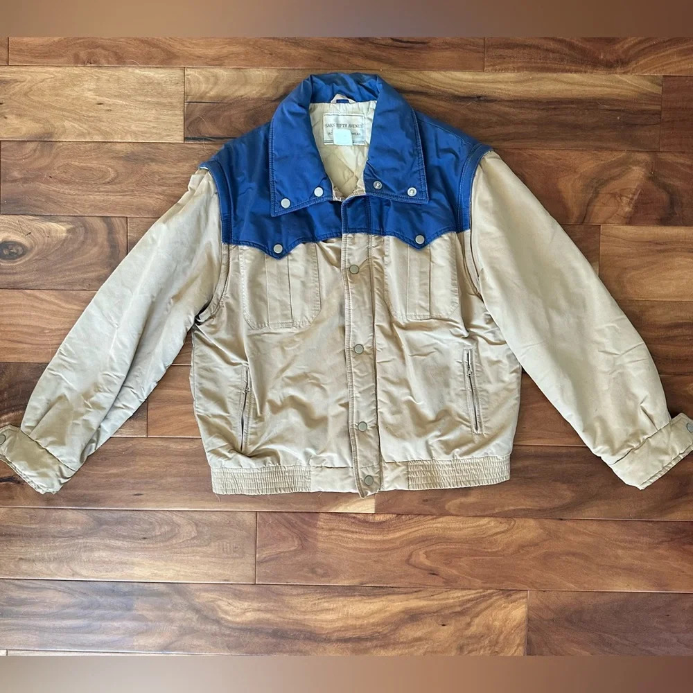 Saks Fifth Avenue Vintage Active Sportswear Jacket/Vest Zip Sleeves size Large